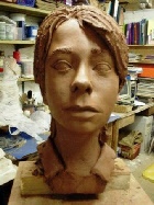 Portrait head in clay